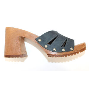 Vintage Leather Collection Sandals Chunky Slides Heels Italy US 6